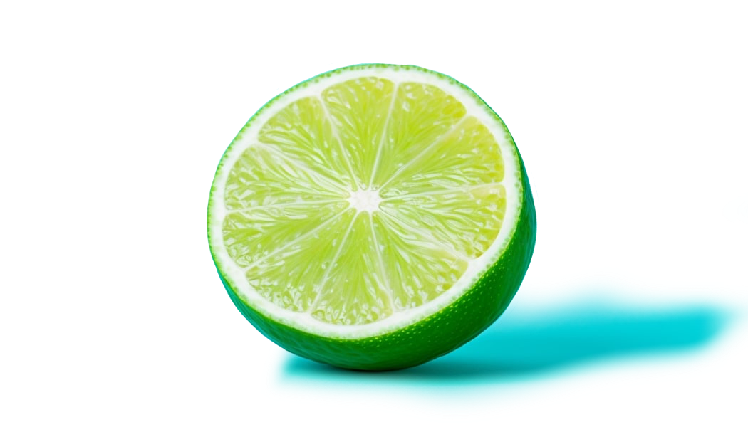 lime on a light tiffany blue background